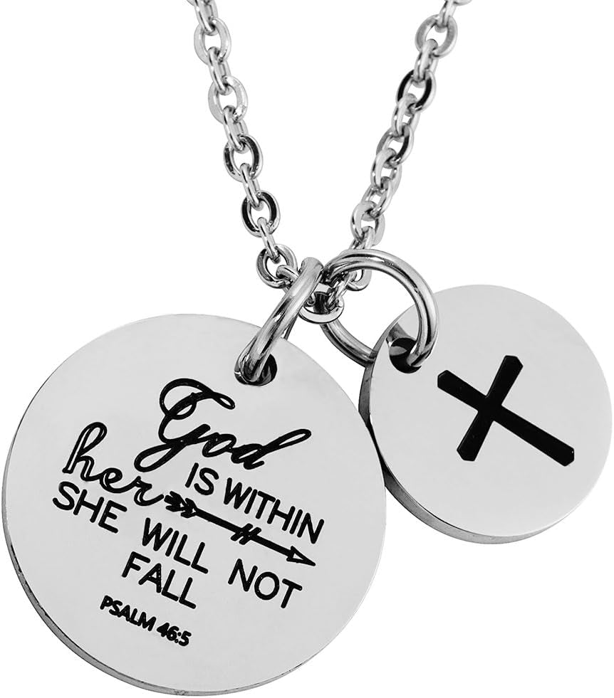 Bible Verse Necklace Cross Charm Confirmation Pendant Necklace Gift Scripture Jewelry