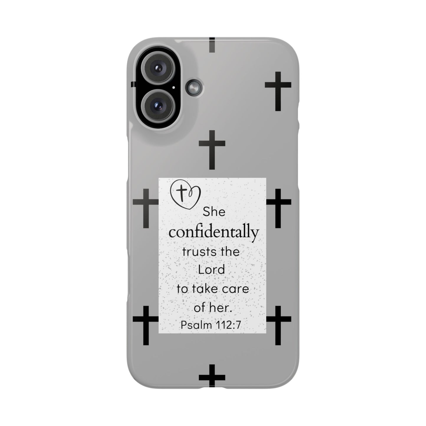 Gray Slim Phone Case - Psalm 112:7 Bible Verse