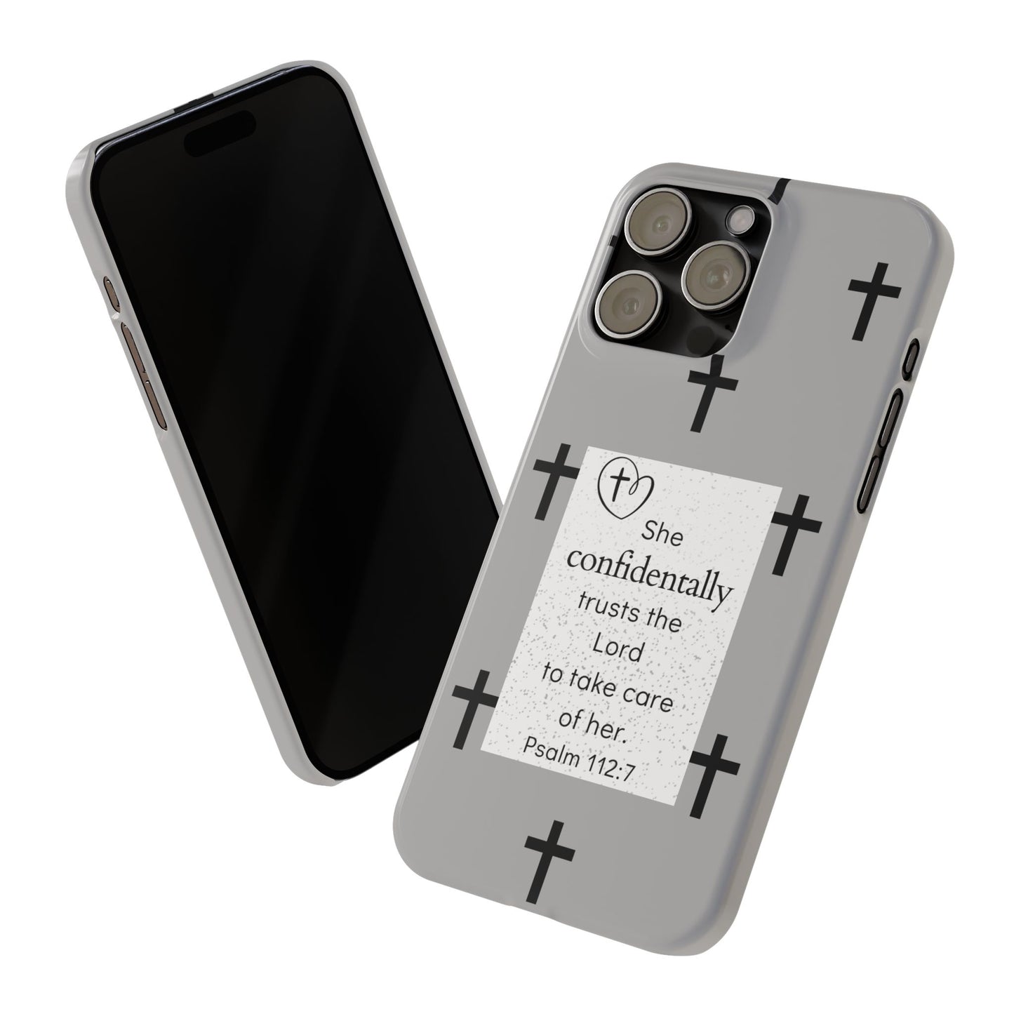 Gray Slim Phone Case - Psalm 112:7 Bible Verse