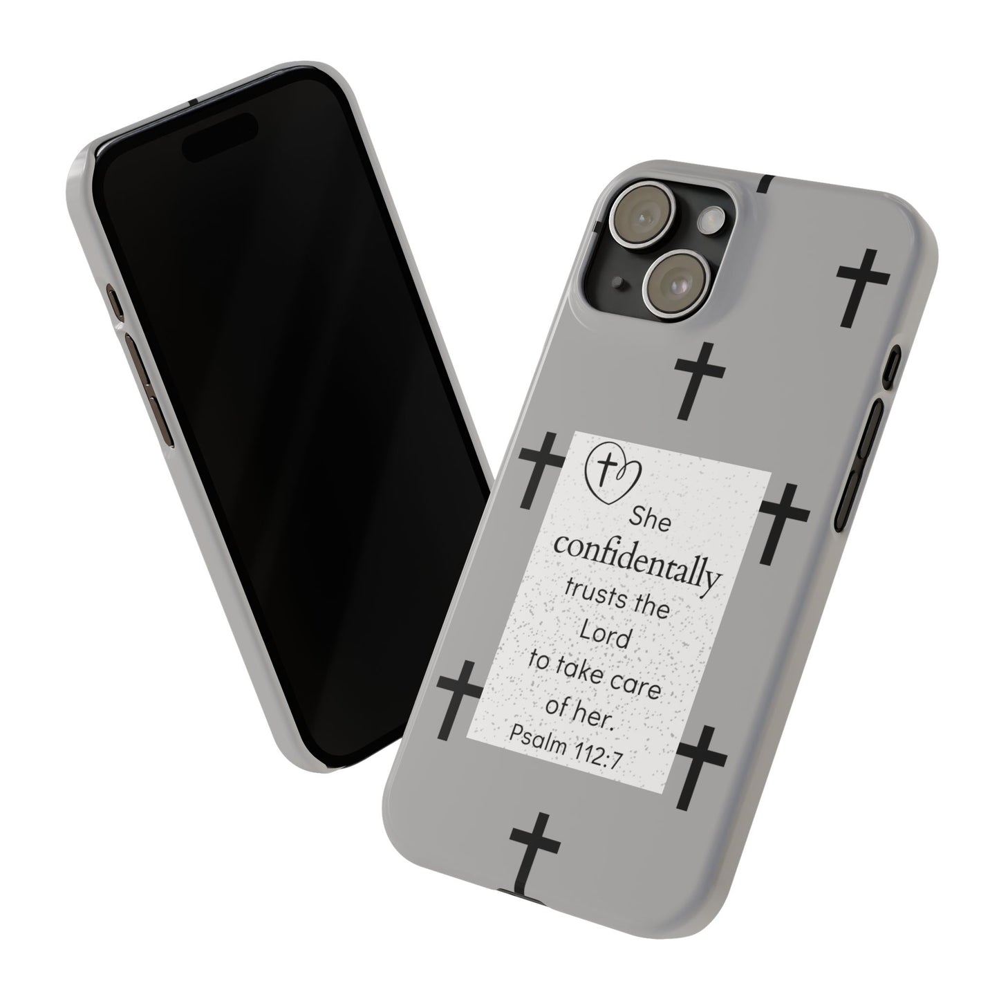 Gray Slim Phone Case - Psalm 112:7 Bible Verse