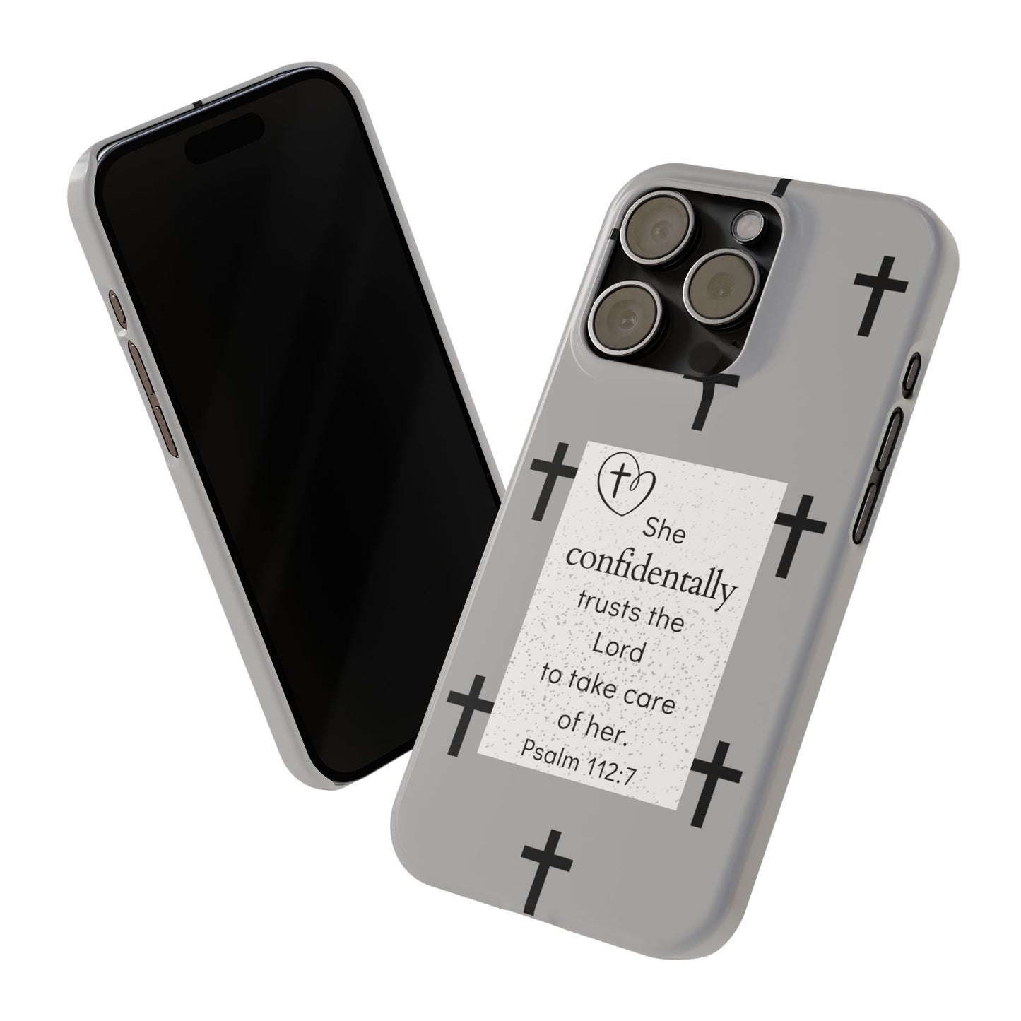 Gray Slim Phone Case - Psalm 112:7 Bible Verse