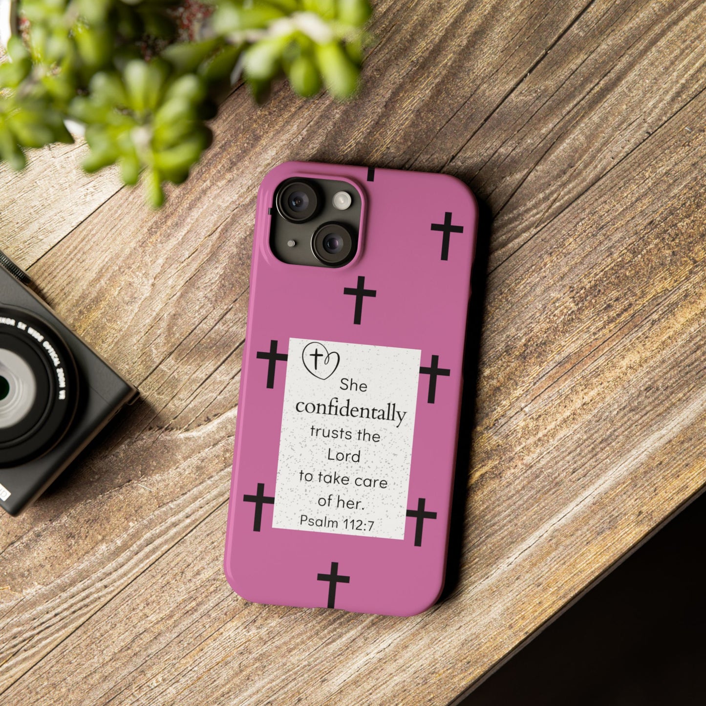 Pink Slim Phone Case - Psalm 112:7 Bible Verse