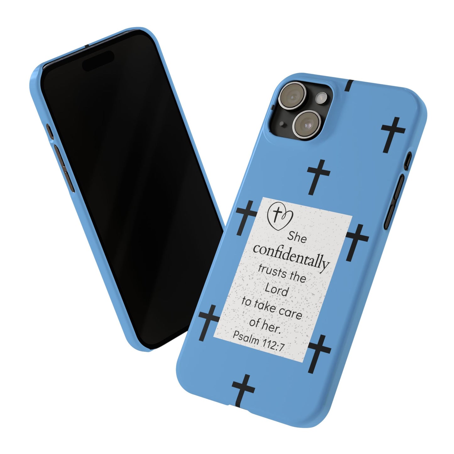 Blue Slim Phone Case - Psalm 112:7 Bible Verse