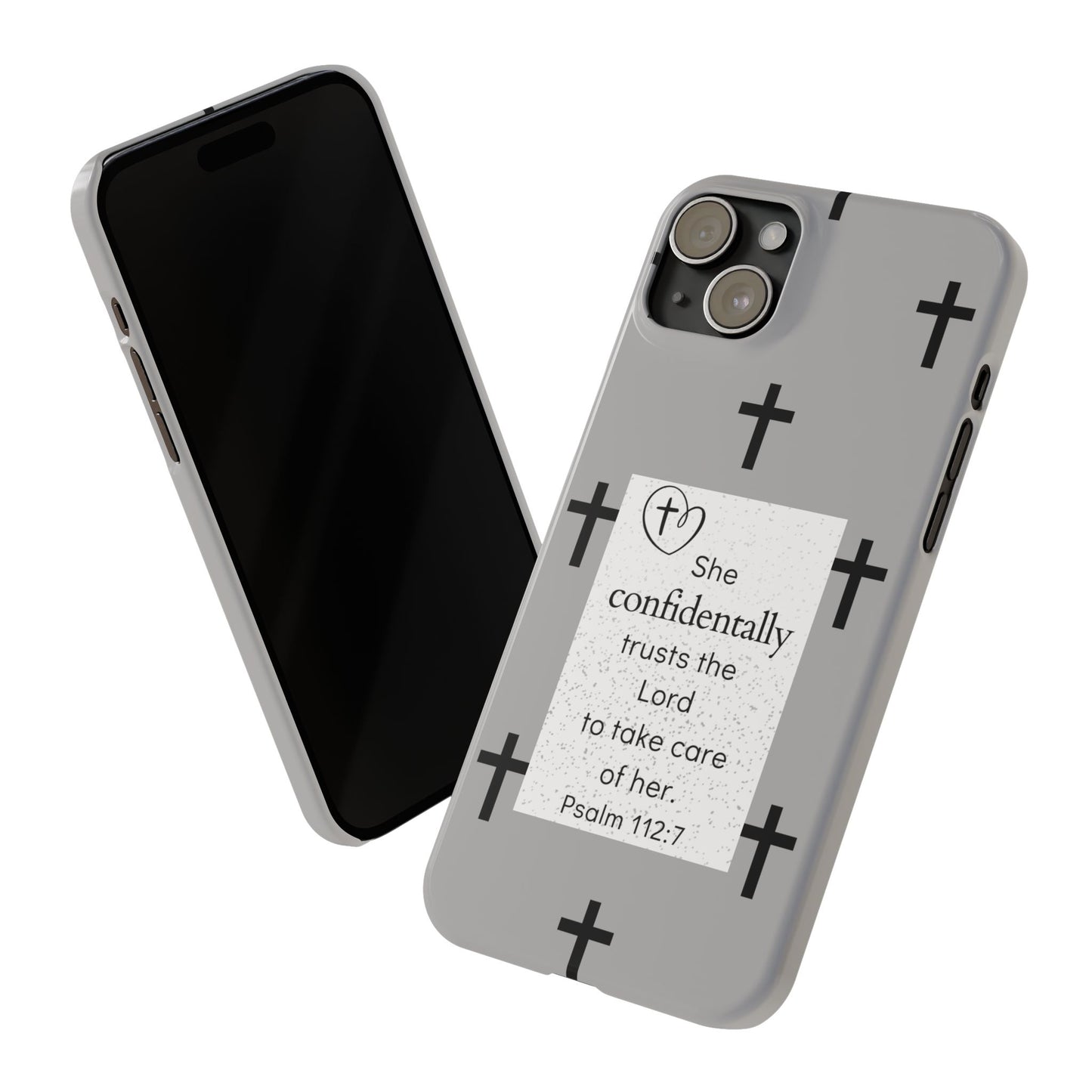 Gray Slim Phone Case - Psalm 112:7 Bible Verse