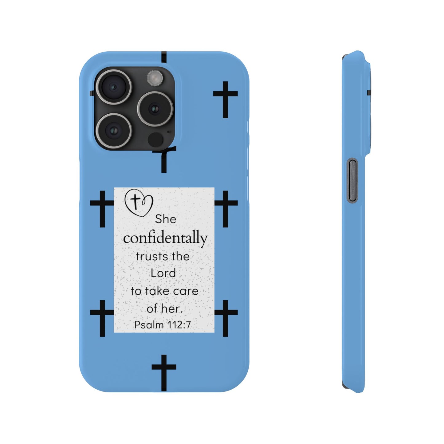 Blue Slim Phone Case - Psalm 112:7 Bible Verse