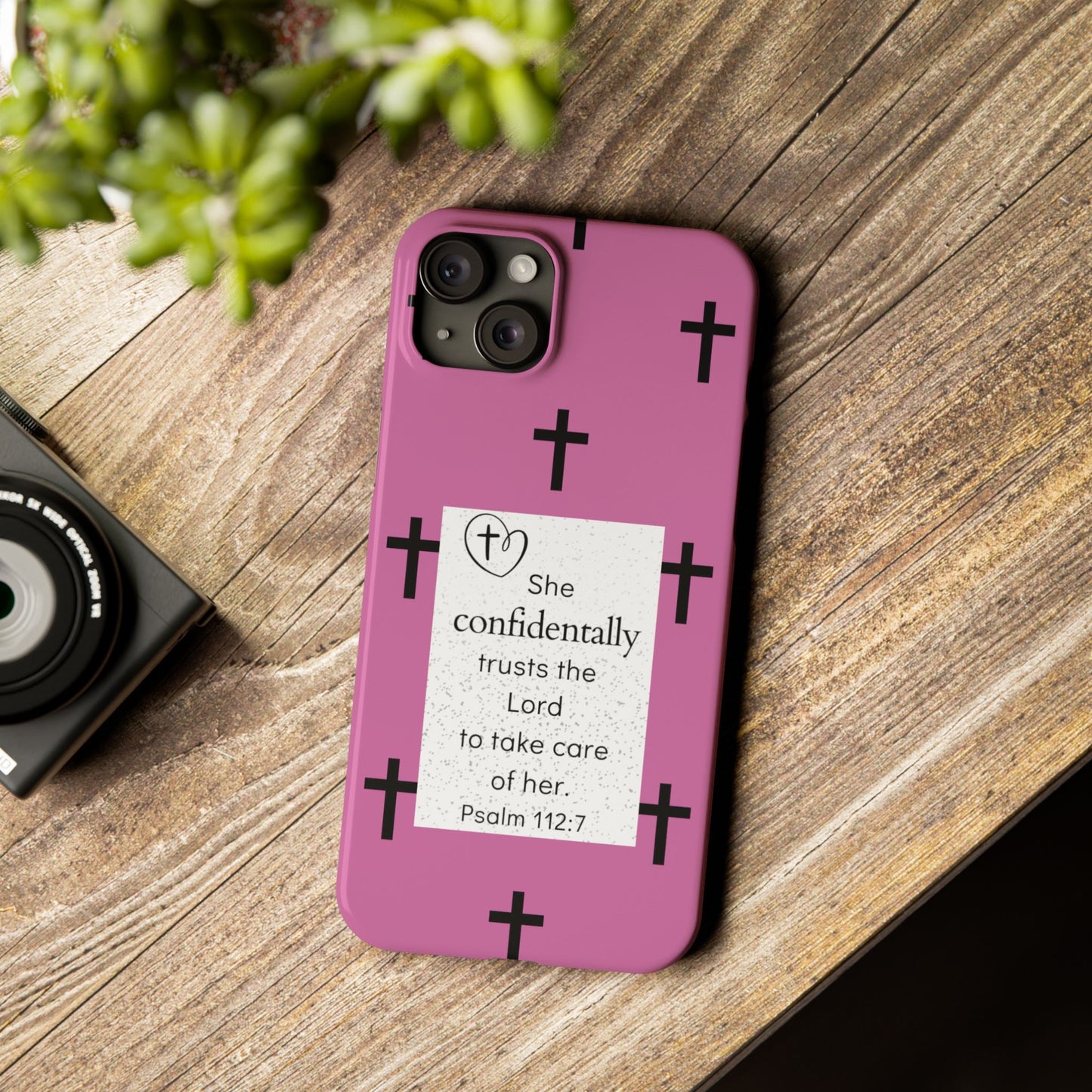 Pink Slim Phone Case - Psalm 112:7 Bible Verse